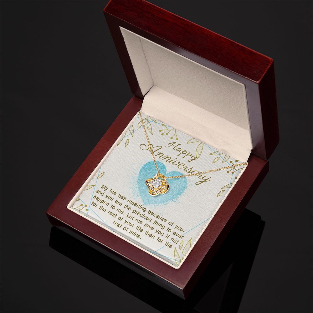 ANNIVERSARY GIFT FOR WIFE- MY LIFE HAS MEANING - LOVE KNOT NECKLACE