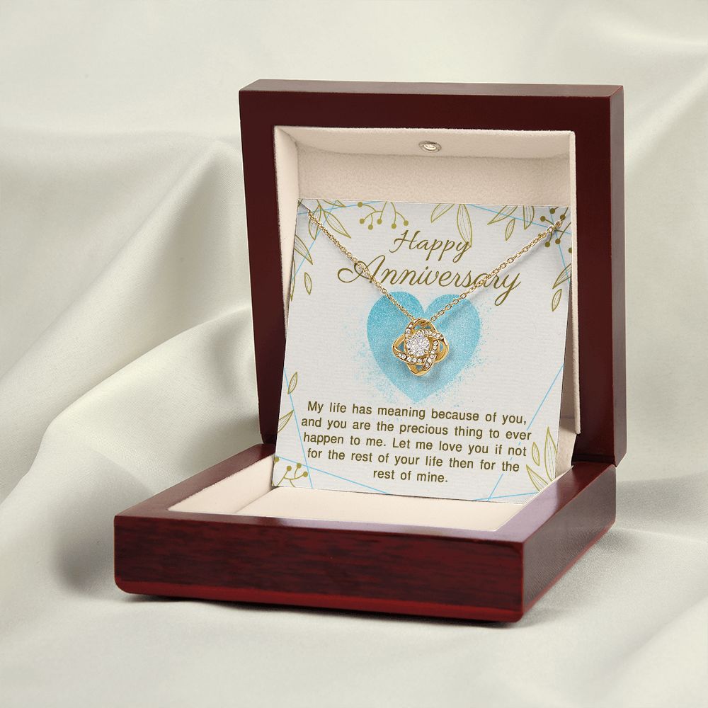 ANNIVERSARY GIFT FOR WIFE- MY LIFE HAS MEANING - LOVE KNOT NECKLACE