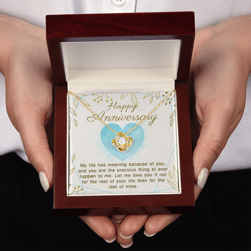 ANNIVERSARY GIFT FOR WIFE- MY LIFE HAS MEANING - LOVE KNOT NECKLACE