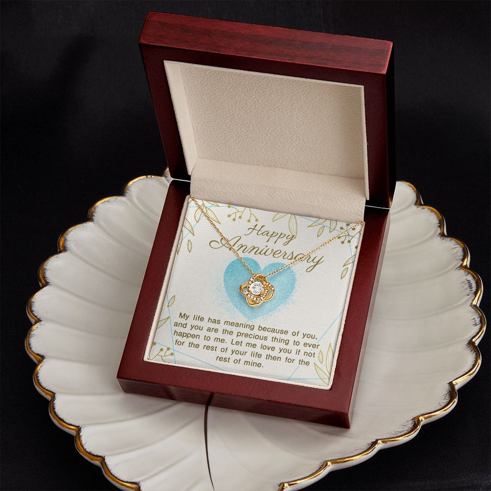 ANNIVERSARY GIFT FOR WIFE- MY LIFE HAS MEANING - LOVE KNOT NECKLACE