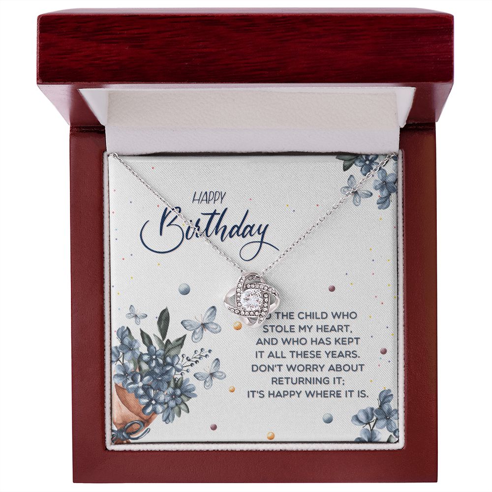 BIRTHDAY GIFT FOR DAUGHTER-HAPPY BIRTHDAY TO THE CHILD WHO- LOVE KNOT NECKLACE