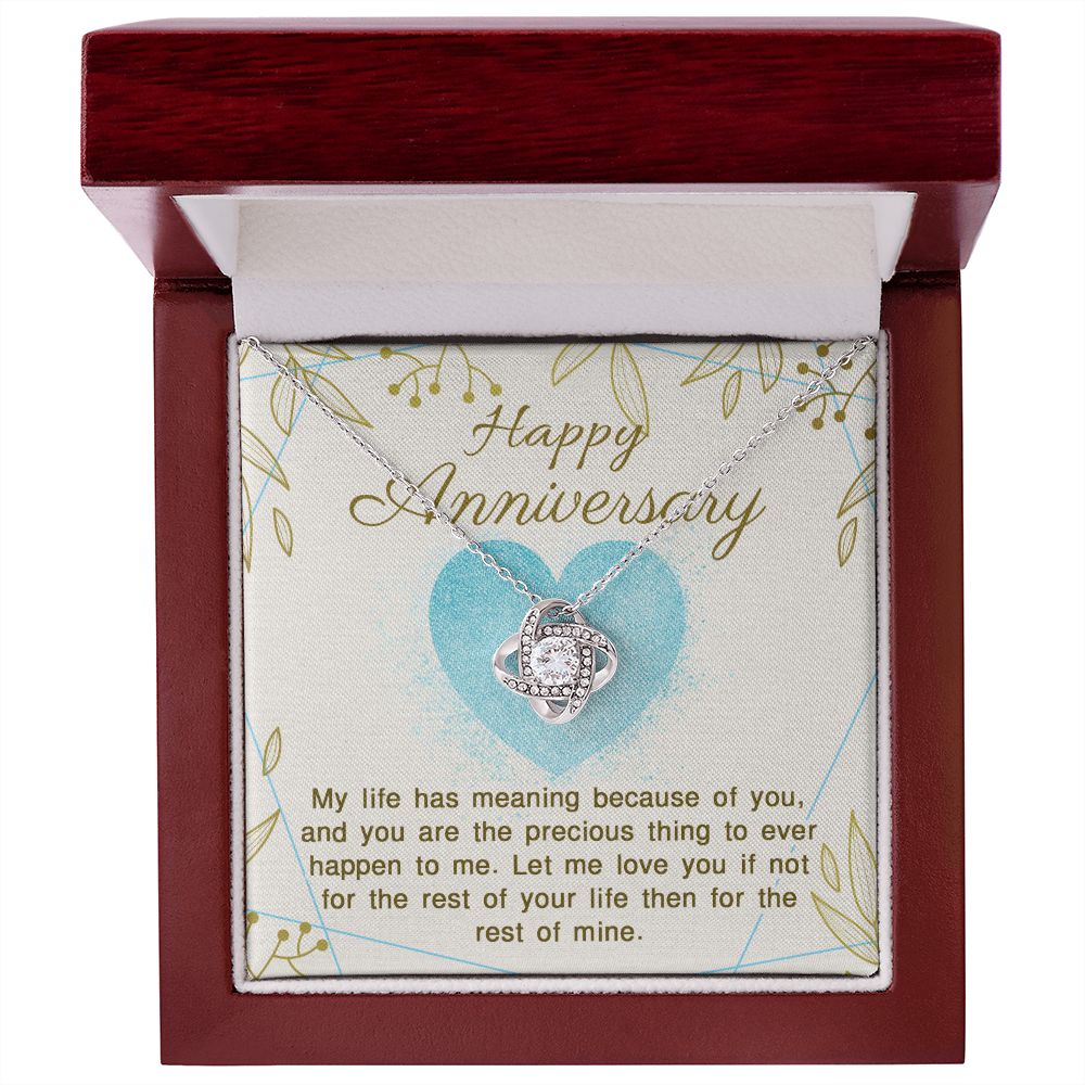 ANNIVERSARY GIFT FOR WIFE- MY LIFE HAS MEANING - LOVE KNOT NECKLACE