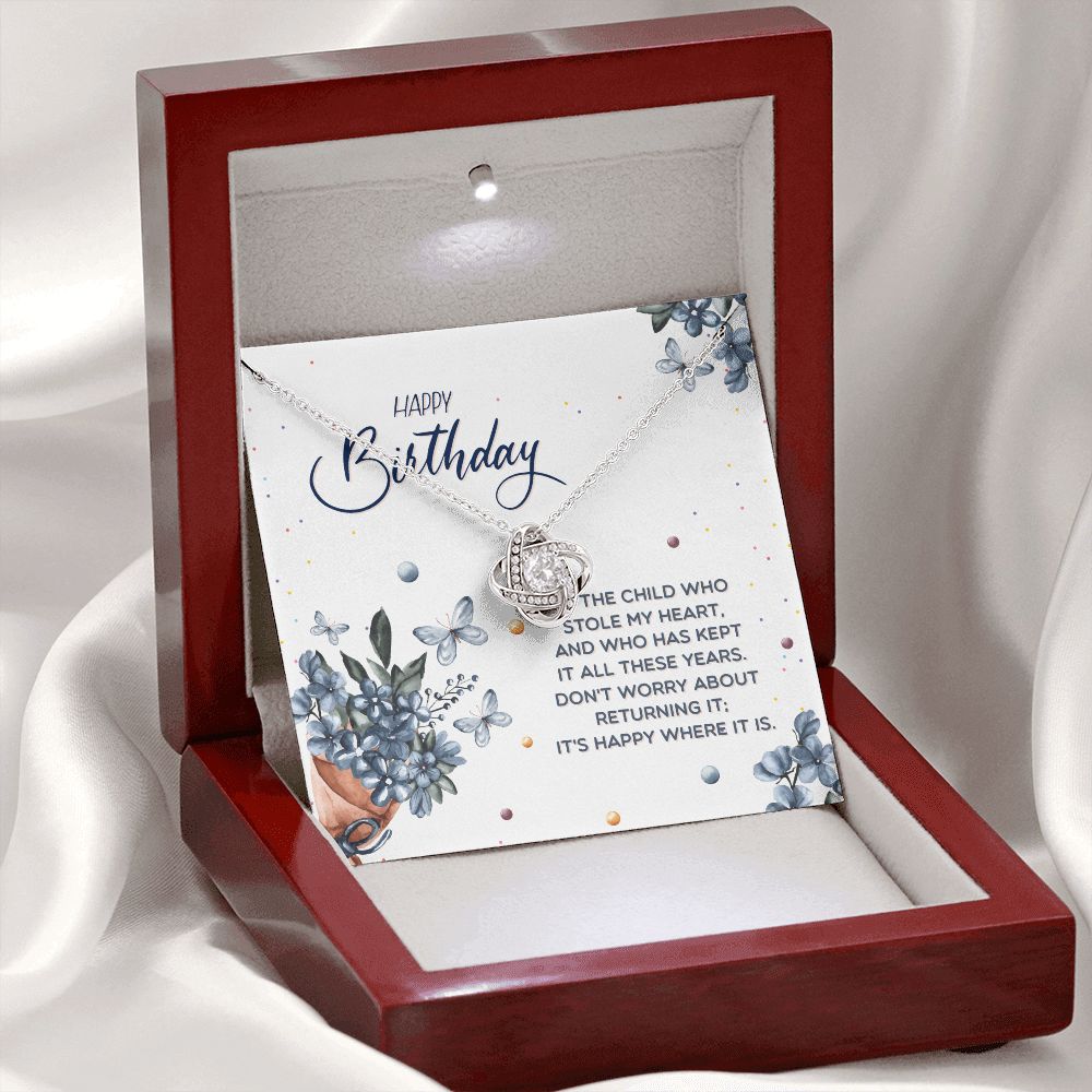 BIRTHDAY GIFT FOR DAUGHTER-HAPPY BIRTHDAY TO THE CHILD WHO- LOVE KNOT NECKLACE