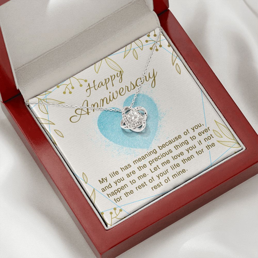 ANNIVERSARY GIFT FOR WIFE- MY LIFE HAS MEANING - LOVE KNOT NECKLACE