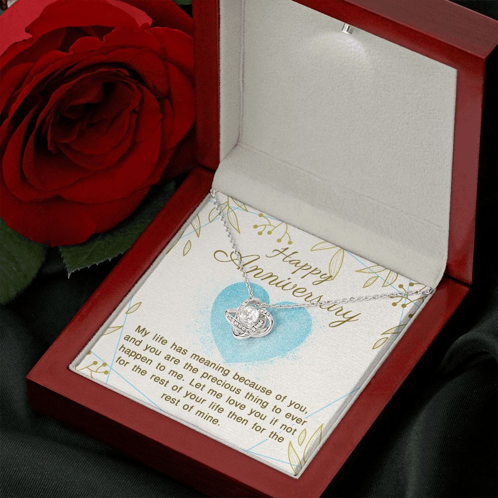 Happy Anniversary Gift - Life Has Meaning - Love Knot Necklace Two-Toned Box