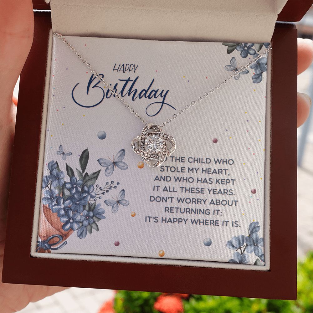 BIRTHDAY GIFT FOR DAUGHTER-HAPPY BIRTHDAY TO THE CHILD WHO- LOVE KNOT NECKLACE