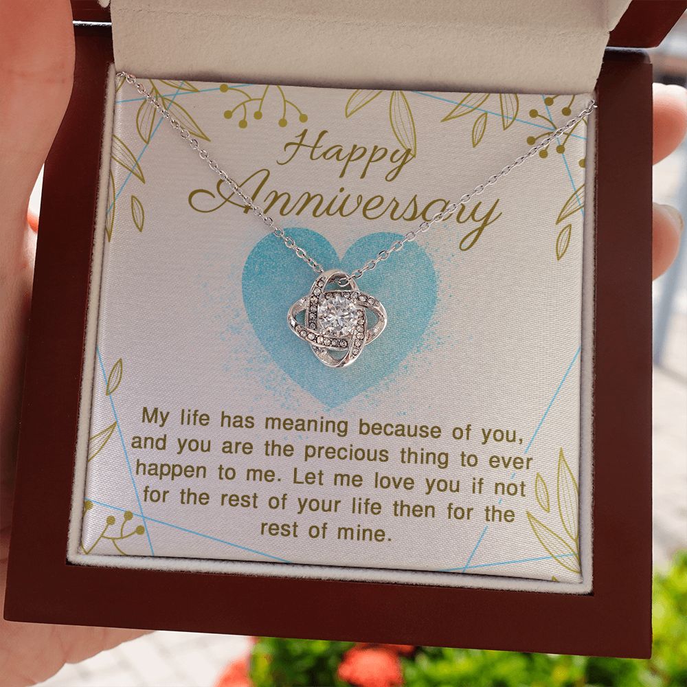 ANNIVERSARY GIFT FOR WIFE- MY LIFE HAS MEANING - LOVE KNOT NECKLACE