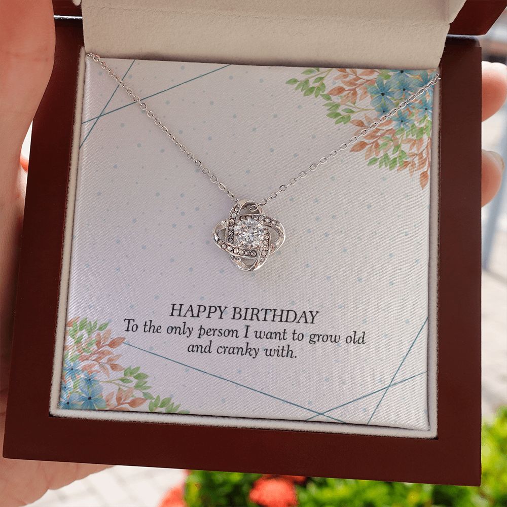HAPPY BIRTHDAY GIFT FOR WIFE- HAPPY BIRTHDAY TO THE ONE PERSON- LOVE KNOT NECKLACE