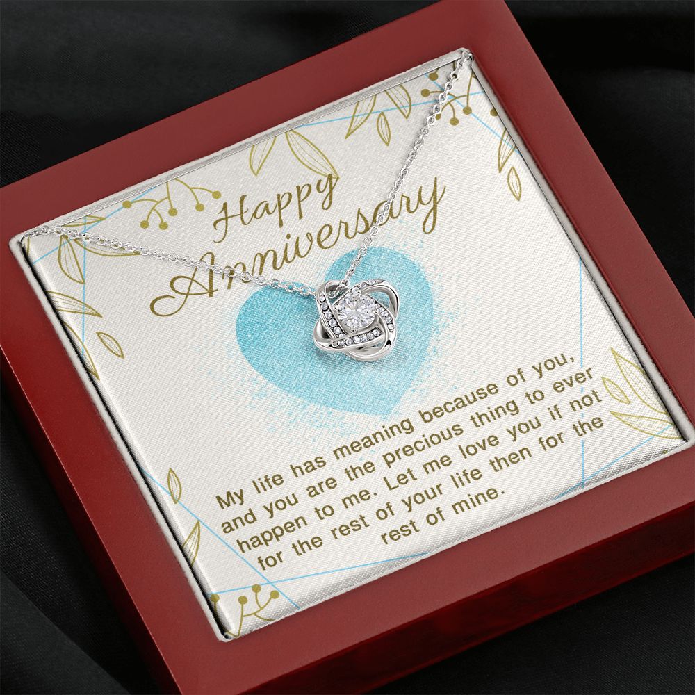ANNIVERSARY GIFT FOR WIFE- MY LIFE HAS MEANING - LOVE KNOT NECKLACE