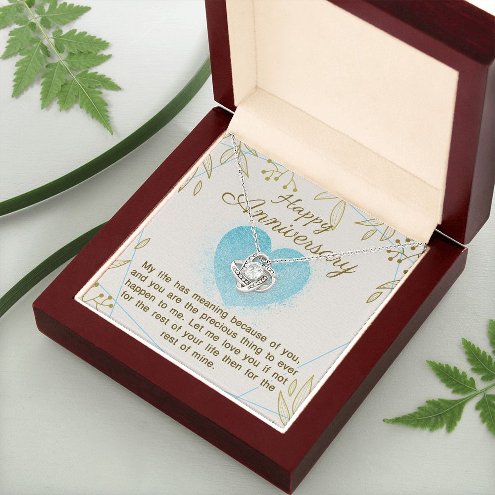 ANNIVERSARY GIFT FOR WIFE- MY LIFE HAS MEANING - LOVE KNOT NECKLACE