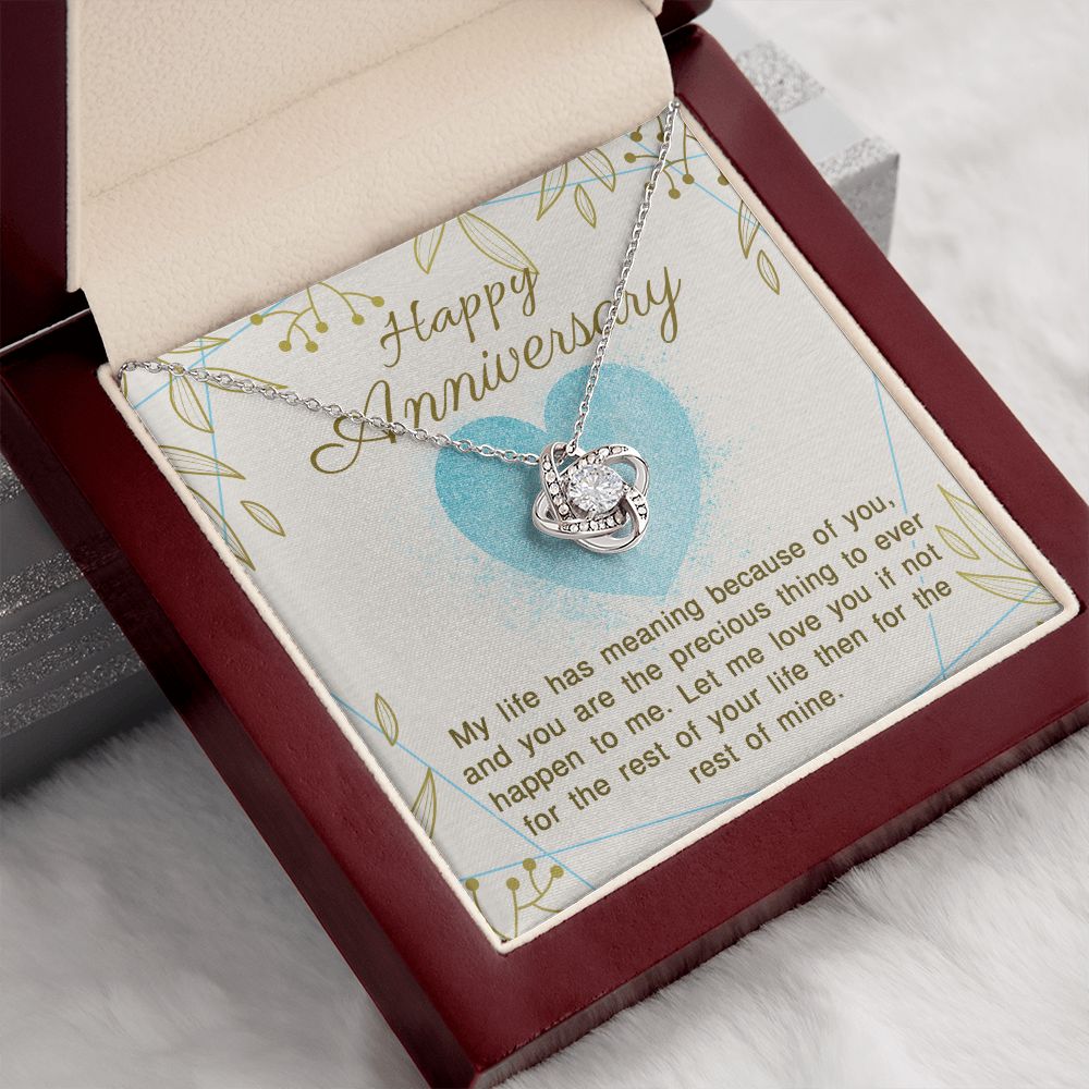ANNIVERSARY GIFT FOR WIFE- MY LIFE HAS MEANING - LOVE KNOT NECKLACE