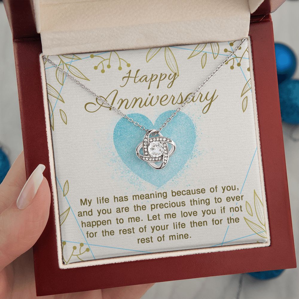 ANNIVERSARY GIFT FOR WIFE- MY LIFE HAS MEANING - LOVE KNOT NECKLACE