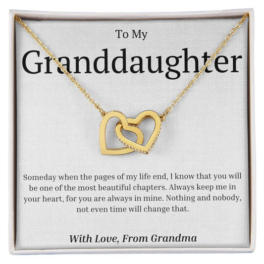 Gift For Granddaughter - Interlocking Hearts necklace-GoldH-Someday when the pages of my life