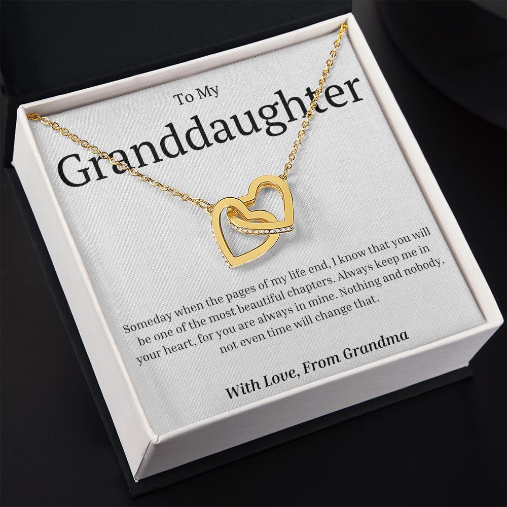 Gift For Granddaughter - Interlocking Hearts necklace-GoldH-Someday when the pages of my life