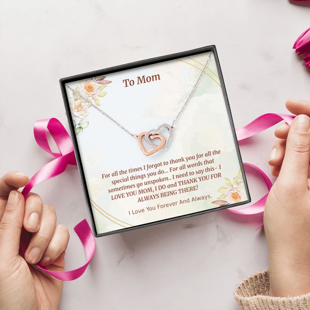 TO MOM FROM DAUGHTER OR SON- INTERLOCKING HEARTS NECKLACE
