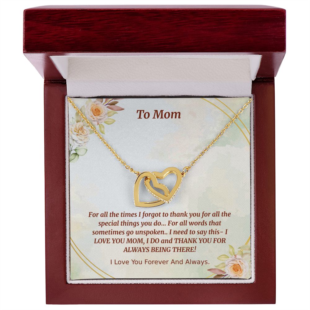 TO MOM FROM DAUGHTER OR SON- INTERLOCKING HEARTS NECKLACE