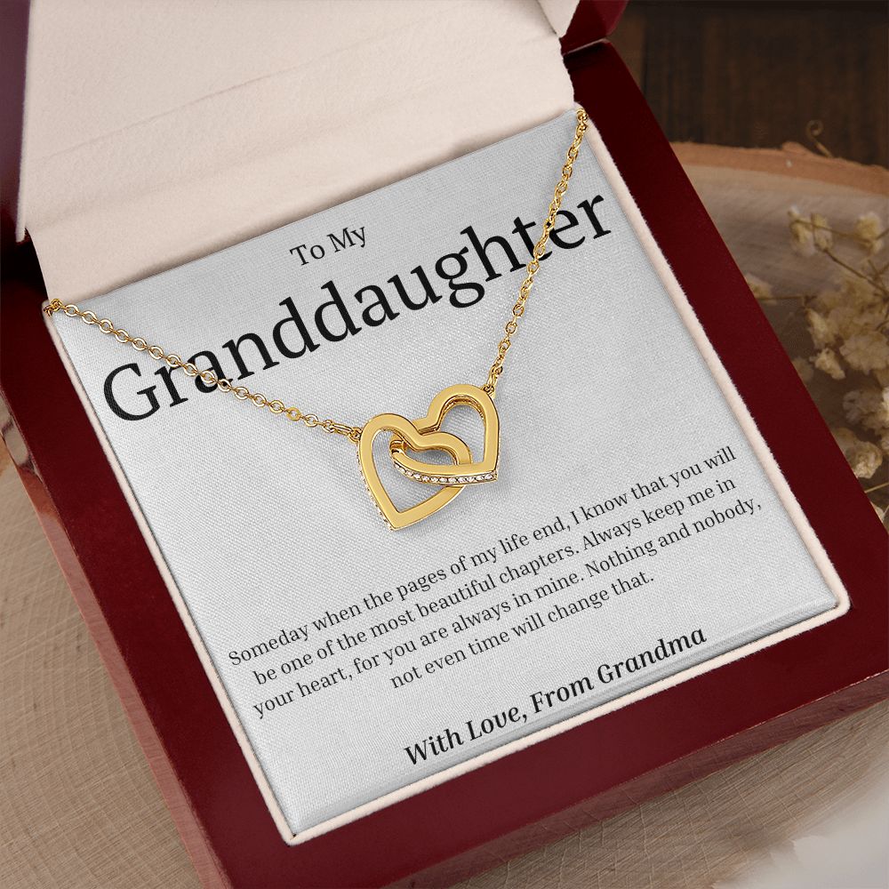 Gift For Granddaughter - Interlocking Hearts necklace-GoldH-Someday when the pages of my life