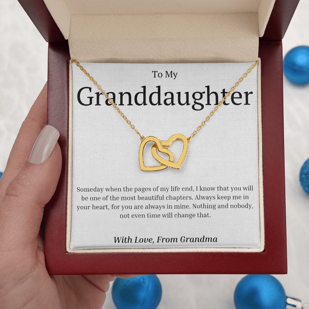 Gift For Granddaughter - Interlocking Hearts necklace-GoldH-Someday when the pages of my life