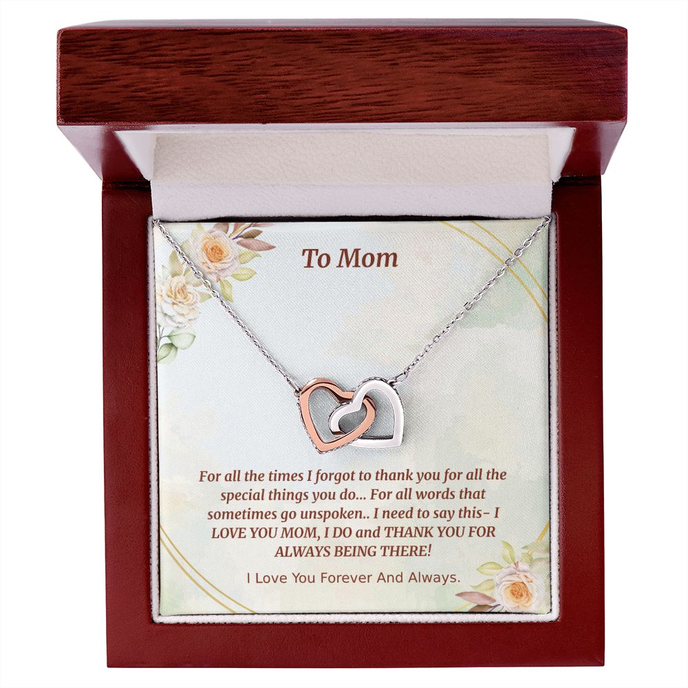 TO MOM FROM DAUGHTER OR SON- INTERLOCKING HEARTS NECKLACE