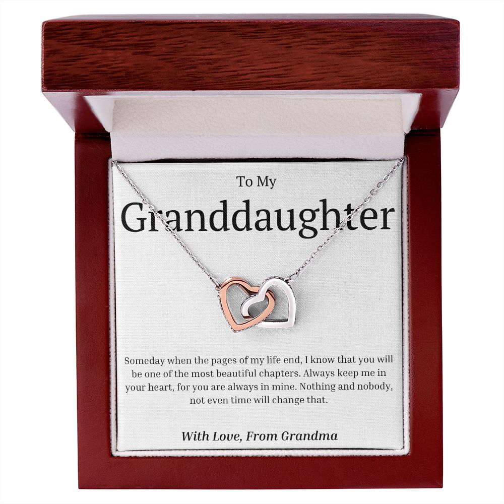 Gift For Granddaughter - Interlocking Hearts necklace-GoldH-Someday when the pages of my life