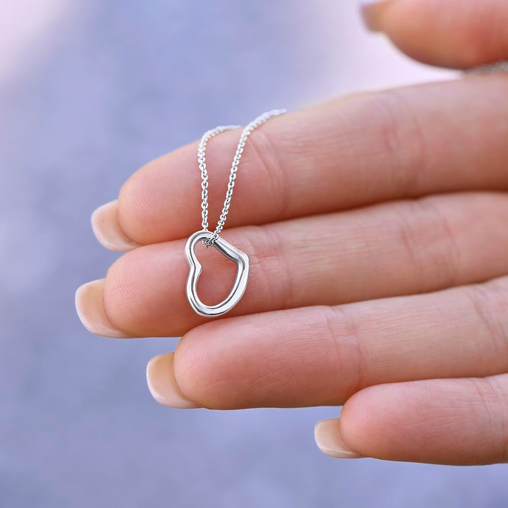 TO MY WONDERFUL DAUGHTER - I SQUEEZED THIS NECKLACE -DELICATE HEART NECKLACE