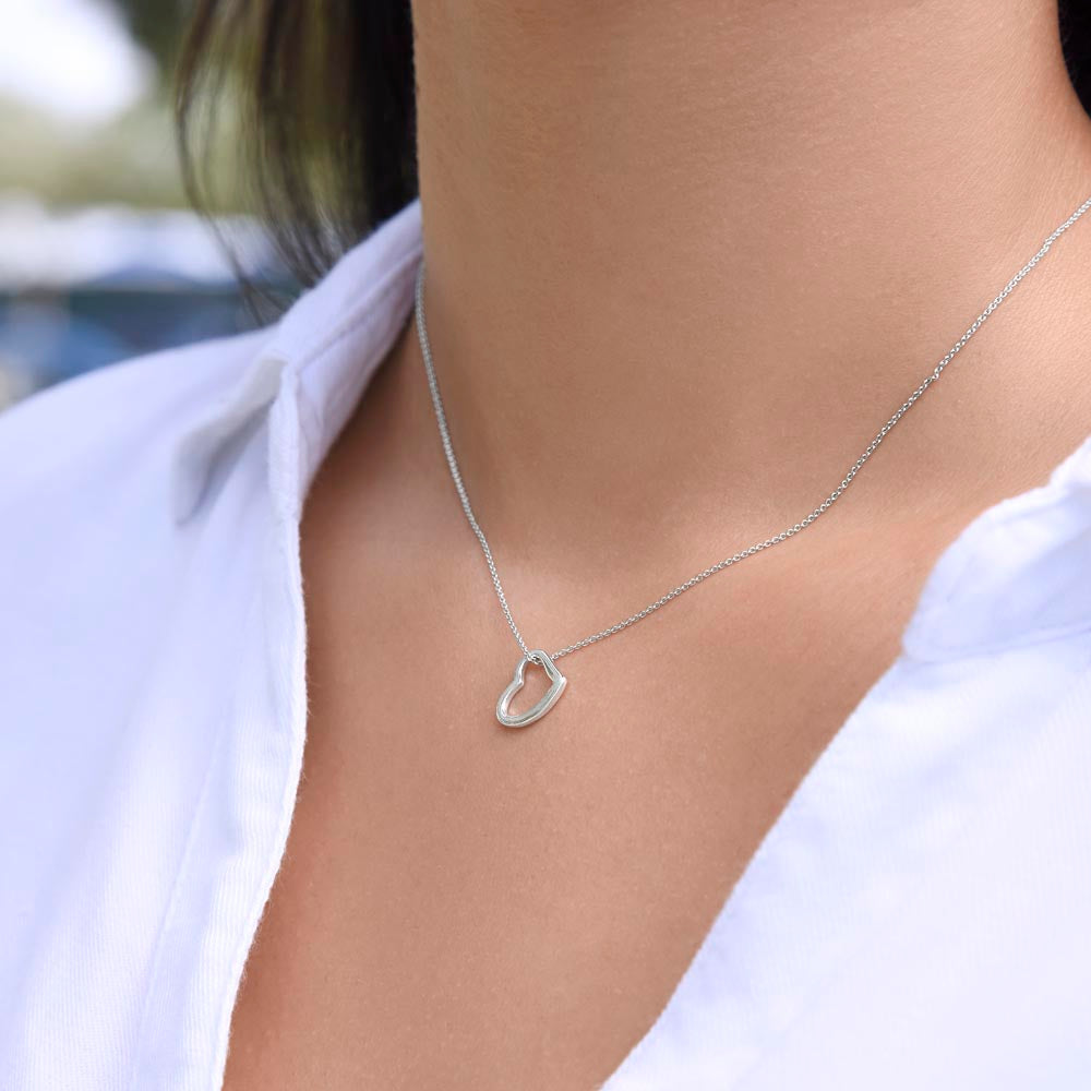 TO MY WONDERFUL DAUGHTER - I SQUEEZED THIS NECKLACE -DELICATE HEART NECKLACE