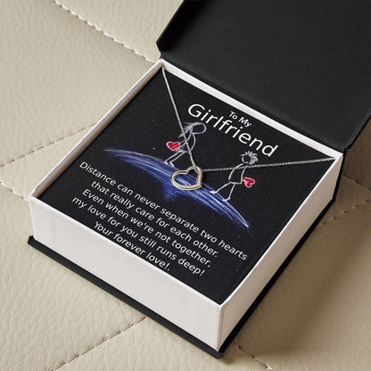 TO MY GIRLFRIEND- DISTANCE CAN NEVER SEPARATE- DELICATE HEART NECKLACE