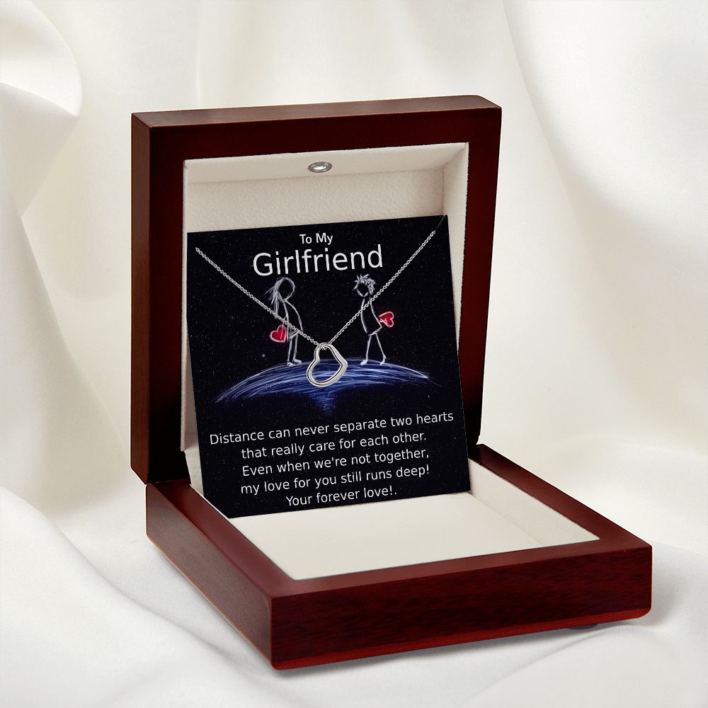 TO MY GIRLFRIEND- DISTANCE CAN NEVER SEPARATE- DELICATE HEART NECKLACE