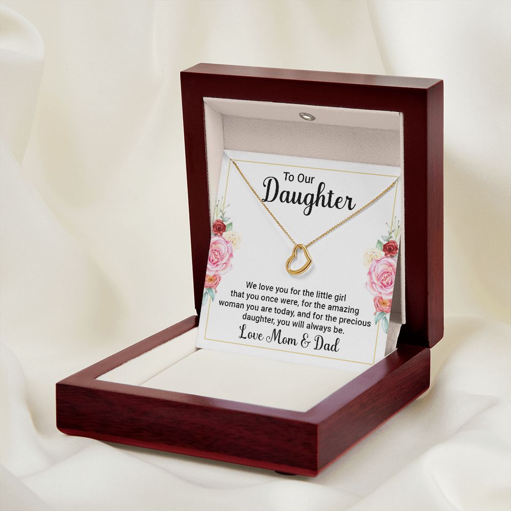 TO OUR DAUGHTER - WE LOVE YOU -DELICATE HEART NECKLACE