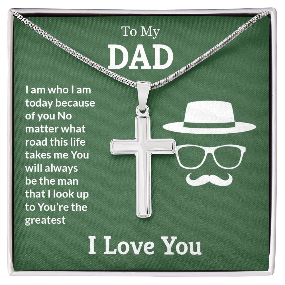 I AM WHO I AM COZ OF YOU- STAINLESS STEEL CROSS NECKLACE