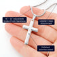 BE STRONG AND COURAGEOUS - STAINLESS STEEL CROSS NECKLACE