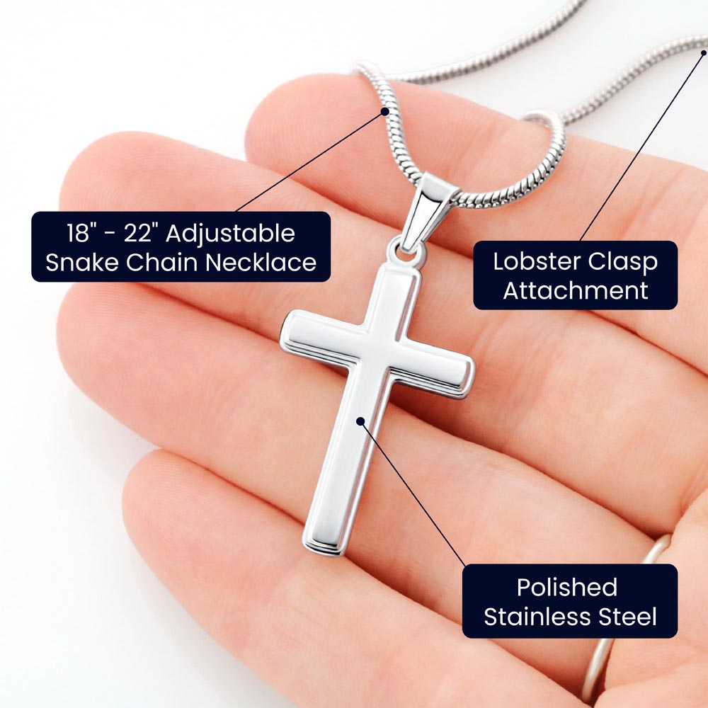BE STRONG AND COURAGEOUS - STAINLESS STEEL CROSS NECKLACE
