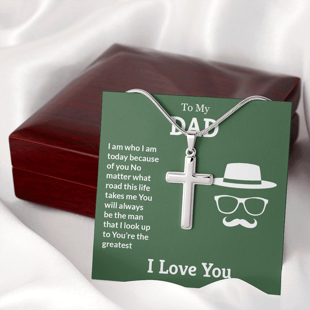 I AM WHO I AM COZ OF YOU- STAINLESS STEEL CROSS NECKLACE