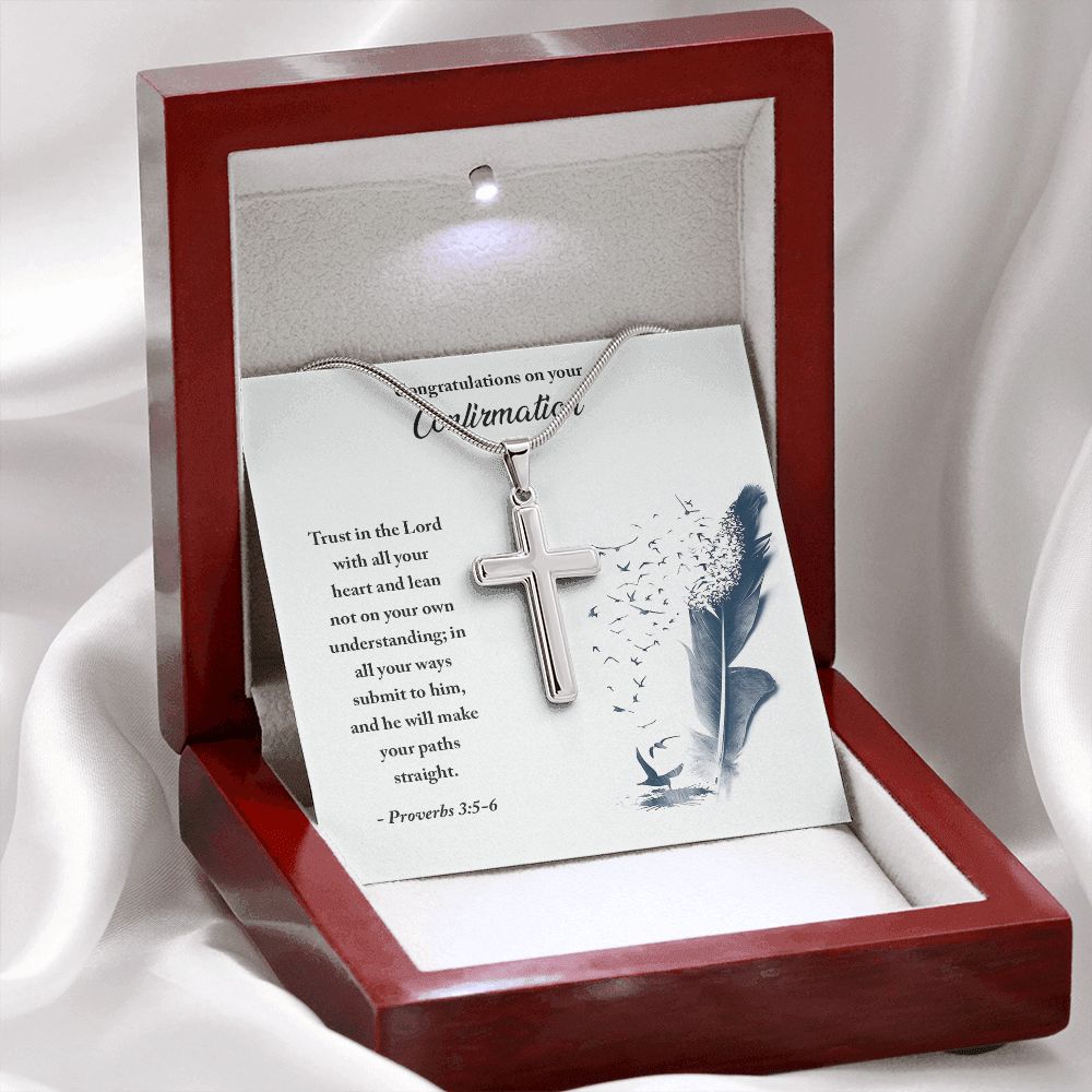 CONFIRMATION - TRUST IN THE LORD- STAINLESS STEEL CROSS NECKLACE