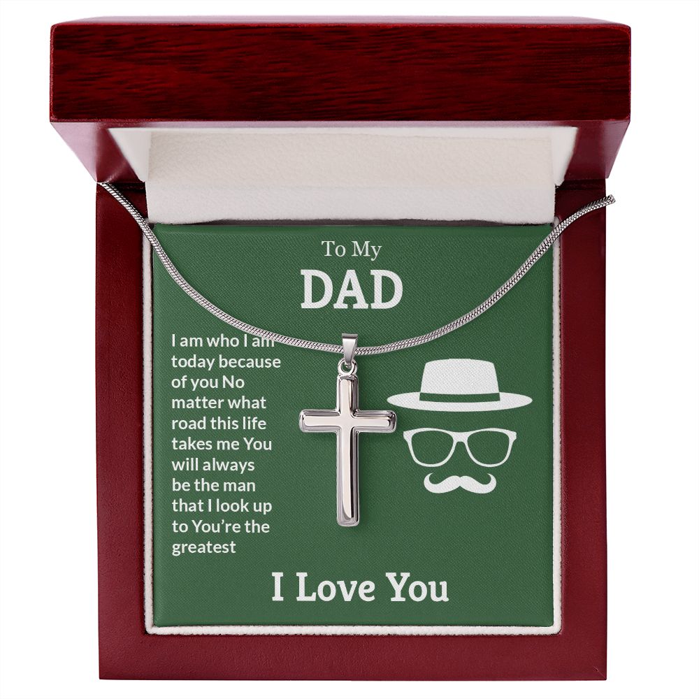 I AM WHO I AM COZ OF YOU- STAINLESS STEEL CROSS NECKLACE